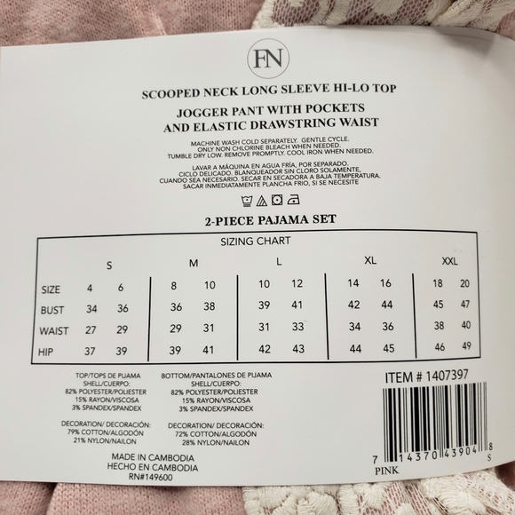 Flora Nikrooz Women's Lounge Pajama Set Pink Lace - Picture 6 of 6